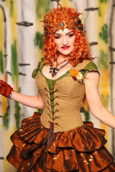 Petite Courtier Corset in Whole Wheat Upholstery - Harvest & Hayrides Collection