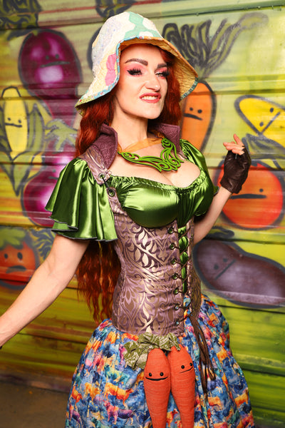 40. Vixen Underbust Corset in Lavender Damask - The Hoedown Throwdown Collection