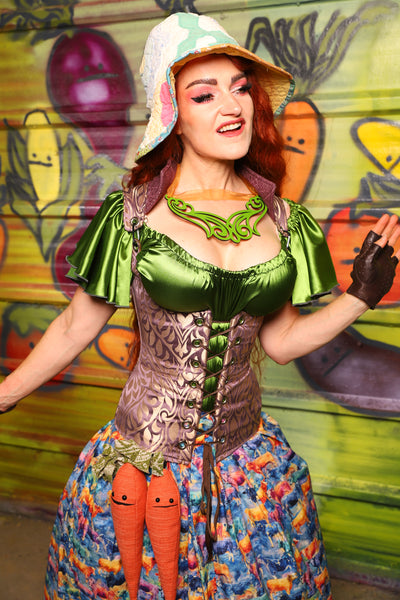 40. Vixen Underbust Corset in Lavender Damask - The Hoedown Throwdown Collection