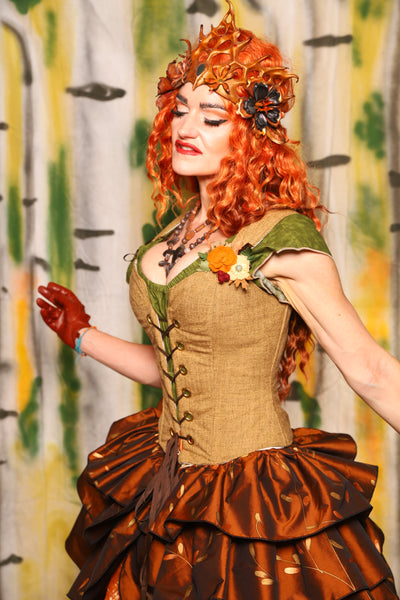 Petite Courtier Corset in Whole Wheat Upholstery - Harvest & Hayrides Collection