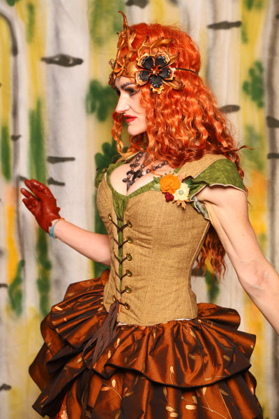 Petite Courtier Corset in Whole Wheat Upholstery - Harvest & Hayrides Collection