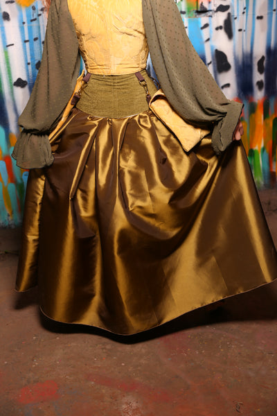 Tulip Skirt in Martini Olive Taffeta #41 - Harvest Baroque Collection