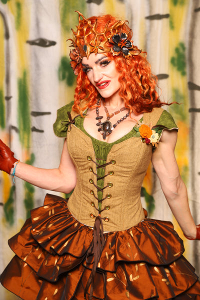 Petite Courtier Corset in Whole Wheat Upholstery - Harvest & Hayrides Collection