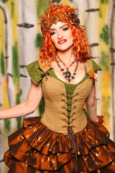 Petite Courtier Corset in Whole Wheat Upholstery - Harvest & Hayrides Collection