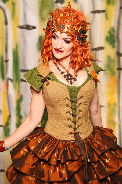 Petite Courtier Corset in Whole Wheat Upholstery - Harvest & Hayrides Collection
