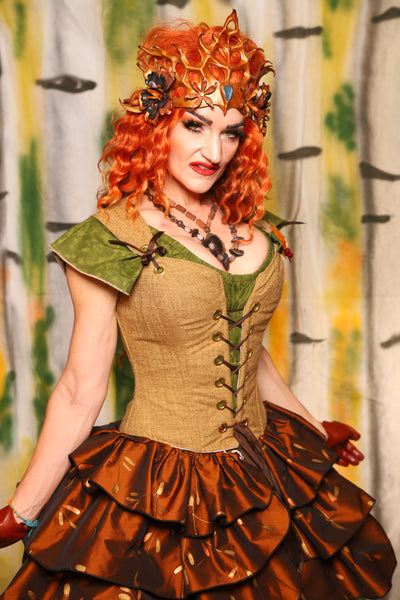 Petite Courtier Corset in Whole Wheat Upholstery - Harvest & Hayrides Collection
