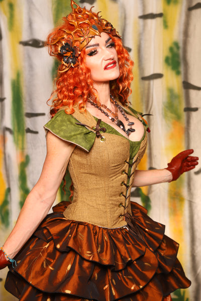 Petite Courtier Corset in Whole Wheat Upholstery - Harvest & Hayrides Collection