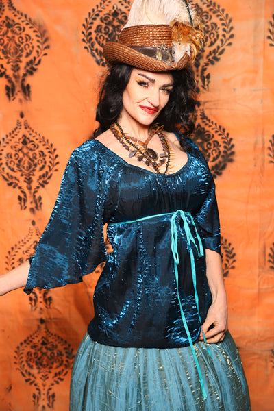 Classic Blouse w/Leaf Sleeves in Crushed Dark Sapphire - Day 13 of 13 Days of Halloween 2025 (Copy)