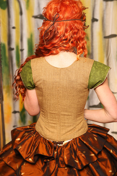 Petite Courtier Corset in Whole Wheat Upholstery - Harvest & Hayrides Collection
