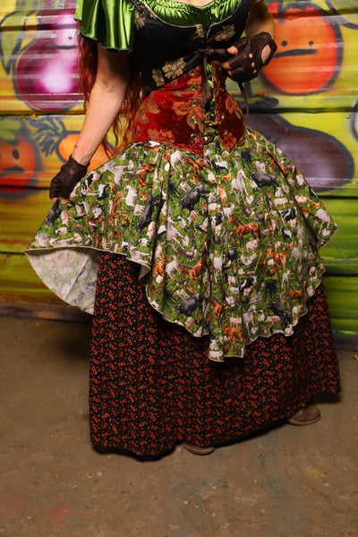 17. Mini Crescent Skirt in Barnyard Menagerie - The Hoedown Throwdown Collection
