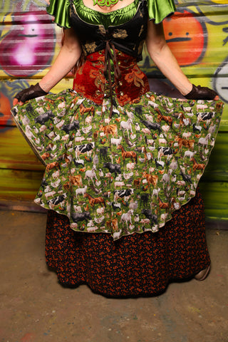 17. Mini Crescent Skirt in Barnyard Menagerie - The Hoedown Throwdown Collection