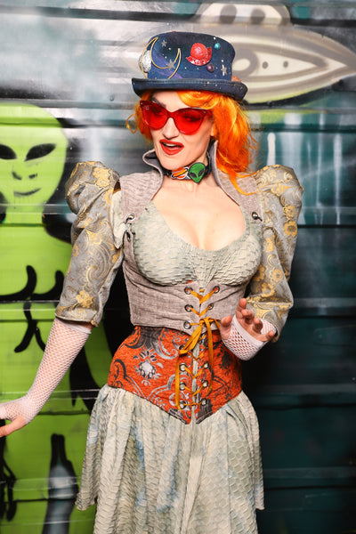 Detachable Demure Elbow Sleeves in Moonlit Brocade - The Gilded Galaxy Collection