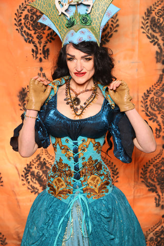 Vixen Corset in Turquoise & Gold Medallion - Day 13 of 13 Days of Halloween 2025