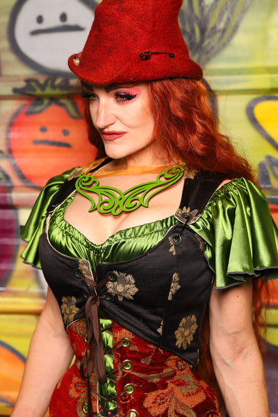 08. Cropped Marie Overbust in Black Thistle Brocade - The Hoedown Throwdown Collection