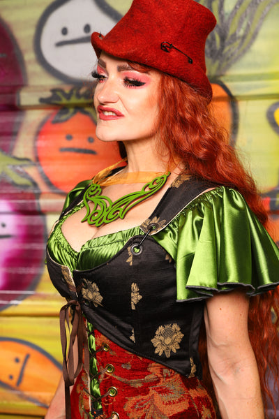 08. Cropped Marie Overbust in Black Thistle Brocade - The Hoedown Throwdown Collection