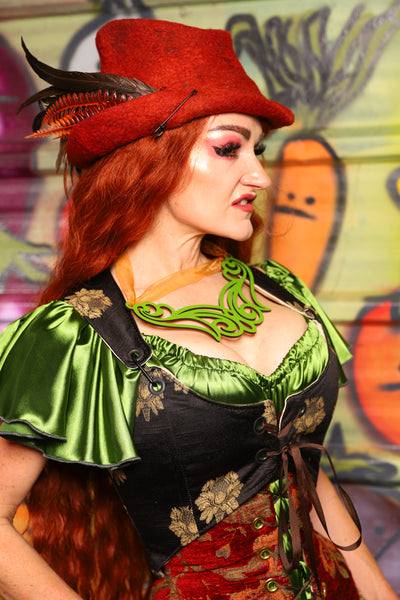 08. Cropped Marie Overbust in Black Thistle Brocade - The Hoedown Throwdown Collection