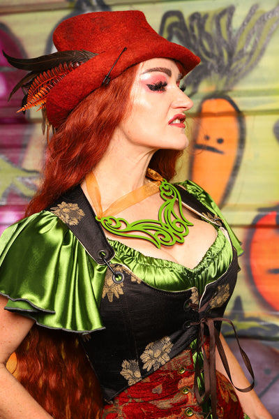 08. Cropped Marie Overbust in Black Thistle Brocade - The Hoedown Throwdown Collection