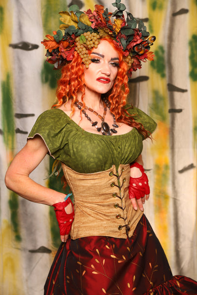 Petite Wench Corset in Grain Upholstery - Harvest & Hayrides Collection