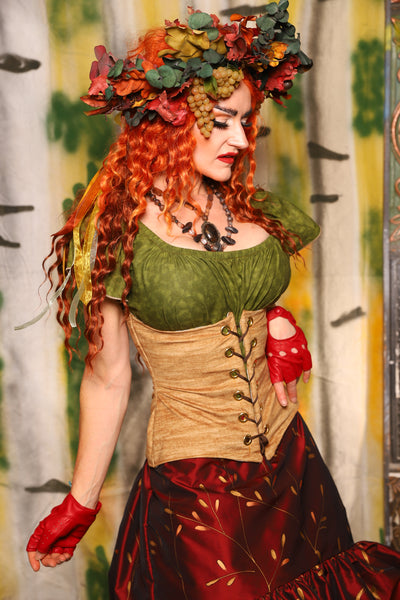Petite Wench Corset in Grain Upholstery - Harvest & Hayrides Collection