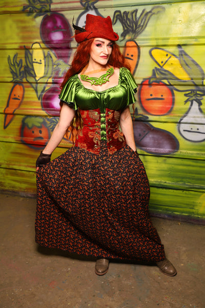 32. Tulip Skirt in Ditsy Tomato Vines - The Hoedown Throwdown Collection