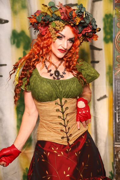 Petite Wench Corset in Grain Upholstery - Harvest & Hayrides Collection