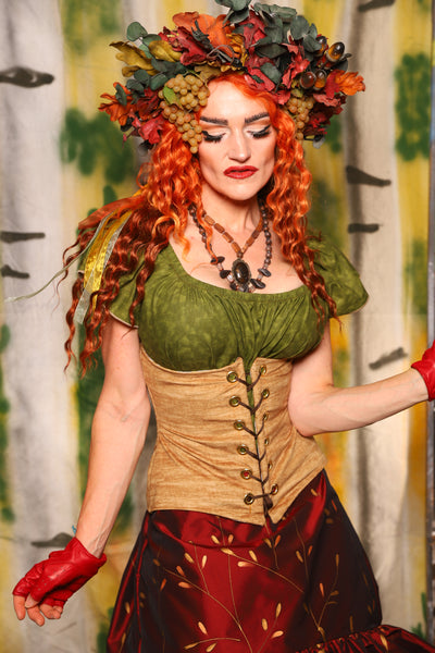 Petite Wench Corset in Grain Upholstery - Harvest & Hayrides Collection