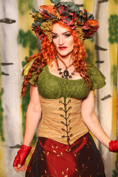 Petite Wench Corset in Grain Upholstery - Harvest & Hayrides Collection