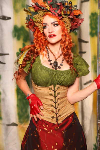 Petite Wench Corset in Grain Upholstery - Harvest & Hayrides Collection