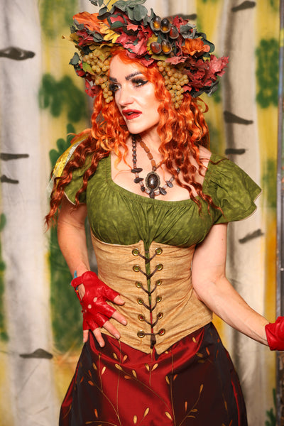 Petite Wench Corset in Grain Upholstery - Harvest & Hayrides Collection