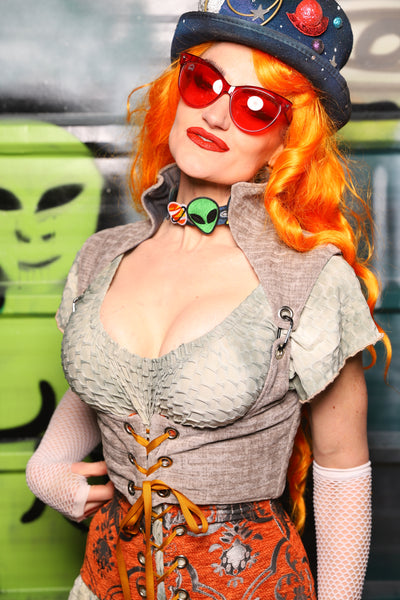 Cropped Fae Corset w/ Sorceress Straps in Soft Mooncloth - The Gilded Galaxy Collection