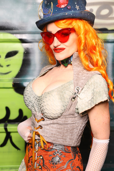Cropped Fae Corset w/ Sorceress Straps in Soft Mooncloth - The Gilded Galaxy Collection