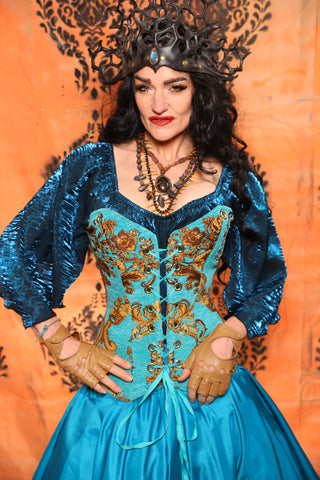 Crossfire Corset in Turquoise & Gold Medallion - Day 13 of 13 Days of Halloween