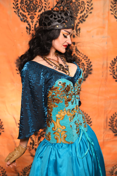 Crossfire Corset in Turquoise & Gold Medallion - Day 13 of 13 Days of Halloween