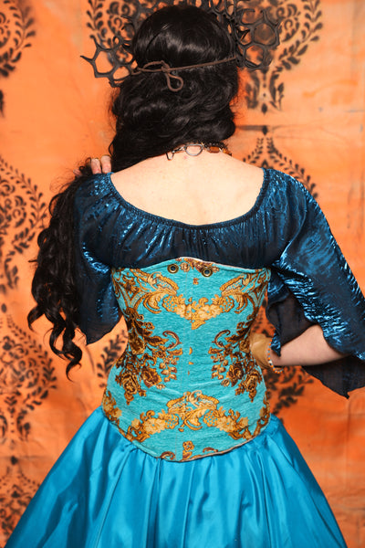 Crossfire Corset in Turquoise & Gold Medallion - Day 13 of 13 Days of Halloween