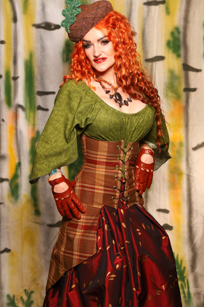 Petite Siren Corset w/ Pockets in Harvest Plaid - Harvest & Hayrides Collection