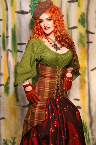 Petite Siren Corset w/ Pockets in Harvest Plaid - Harvest & Hayrides Collection