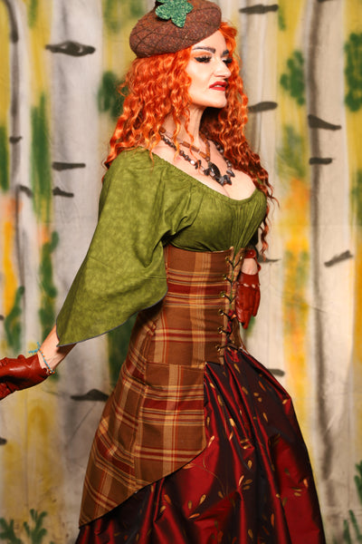 Petite Siren Corset w/ Pockets in Harvest Plaid - Harvest & Hayrides Collection
