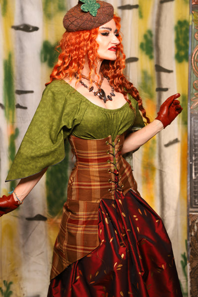 Petite Siren Corset w/ Pockets in Harvest Plaid - Harvest & Hayrides Collection