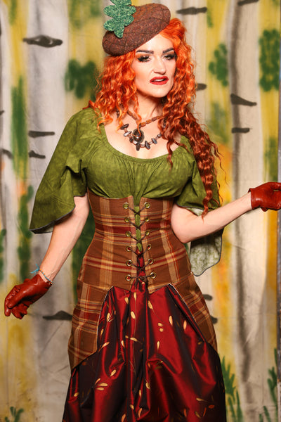 Petite Siren Corset w/ Pockets in Harvest Plaid - Harvest & Hayrides Collection