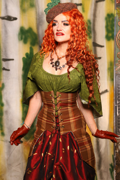 Petite Siren Corset w/ Pockets in Harvest Plaid - Harvest & Hayrides Collection