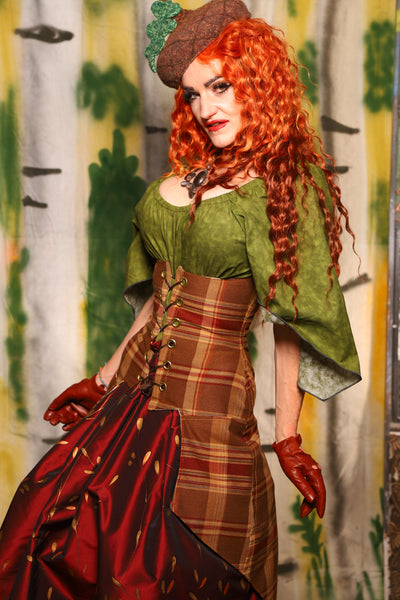 Petite Siren Corset w/ Pockets in Harvest Plaid - Harvest & Hayrides Collection