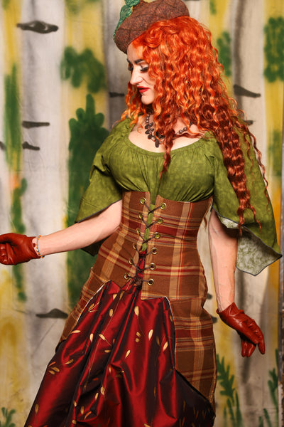 Petite Siren Corset w/ Pockets in Harvest Plaid - Harvest & Hayrides Collection
