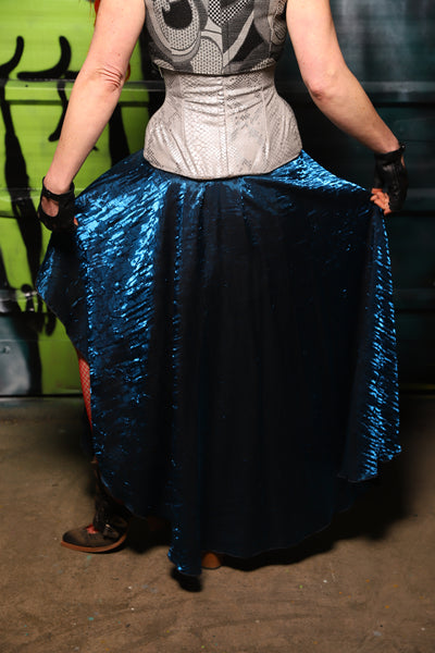 Crescent Skirt in Dark Sapphire Crushed Shimmer - The Gilded Galaxy Collection