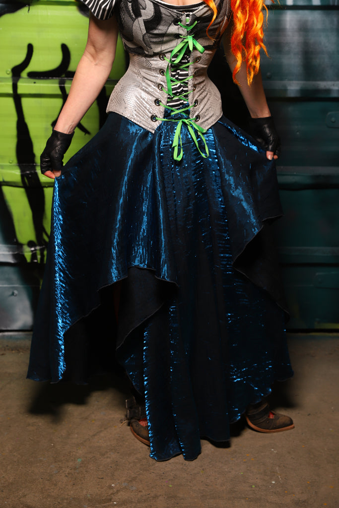 Crescent Skirt in Dark Sapphire Crushed Shimmer - The Gilded Galaxy Collection