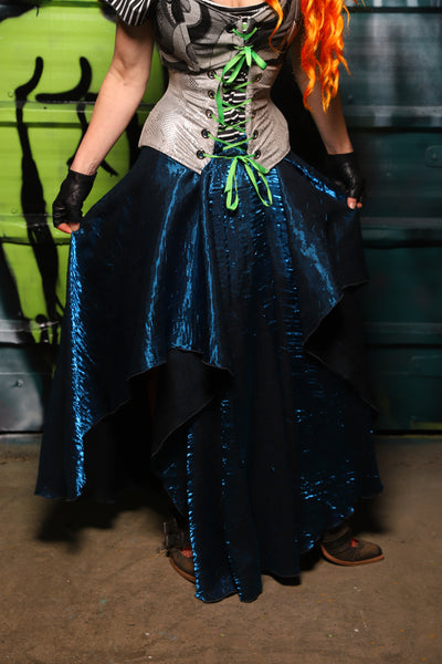 Crescent Skirt in Dark Sapphire Crushed Shimmer - The Gilded Galaxy Collection