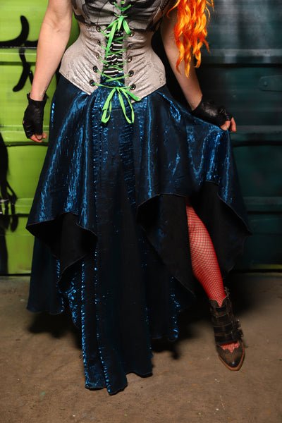 Crescent Skirt in Dark Sapphire Crushed Shimmer - The Gilded Galaxy Collection