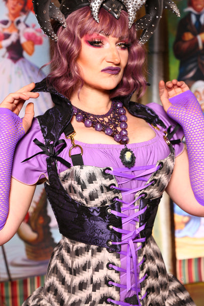 Cropped Villain Vixen in Purple and Black Medallion - "Foolish Mortals Collection"