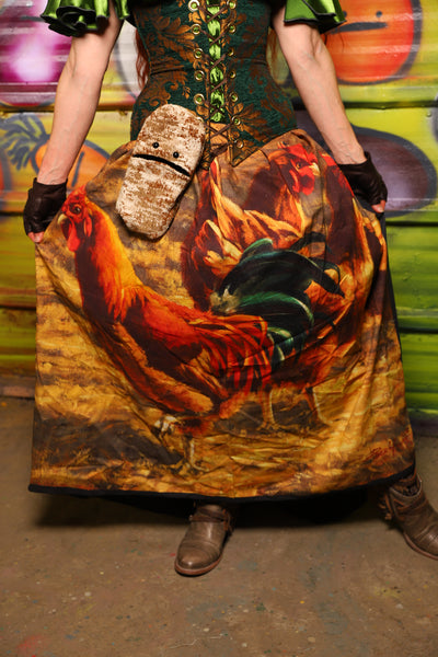 37. Tulip skirt in The Golden Rooster w/Black Back - The Hoedown Throwdown Collection