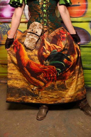 37. Tulip skirt in The Golden Rooster w/Black Back - The Hoedown Throwdown Collection