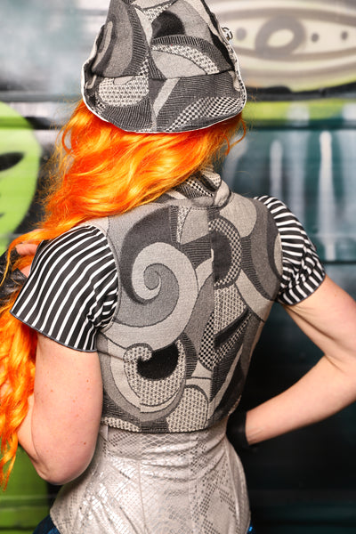 Cropped Courtier w/collar in Sketched Swirls - The Gilded Galaxy Collection